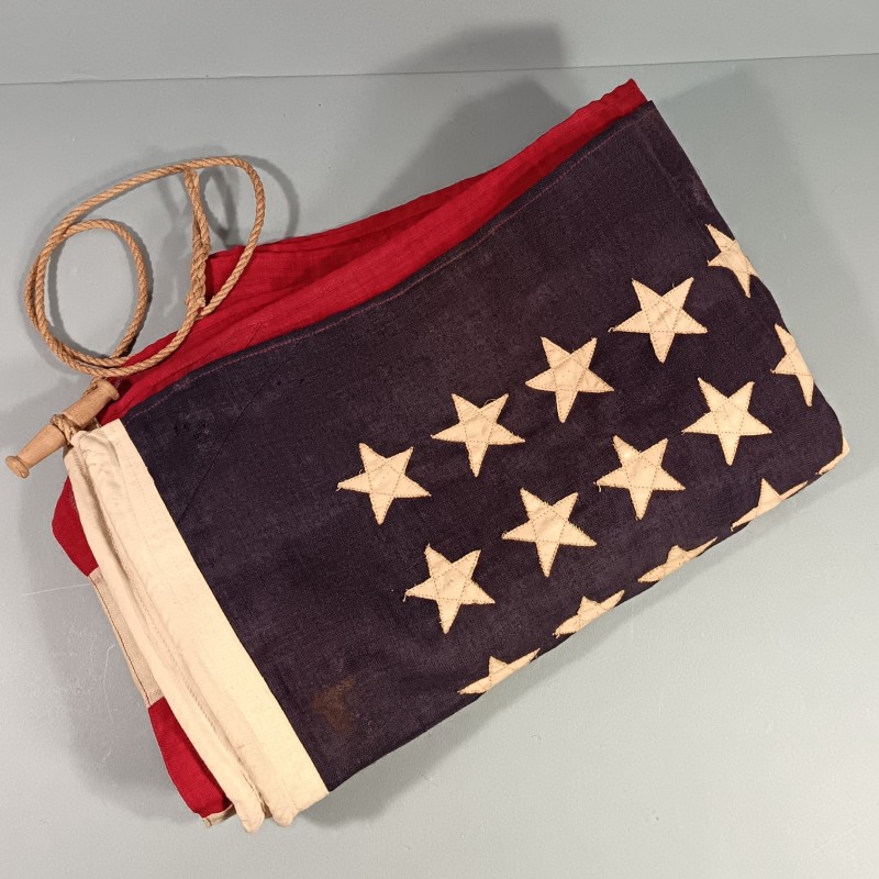 U.S.A. DRAPEAU US FABRICATION EN LIN POUR LA MARINE ANNEES 1930 1940 50 ETOILES COUSUES 100 X 150 cm